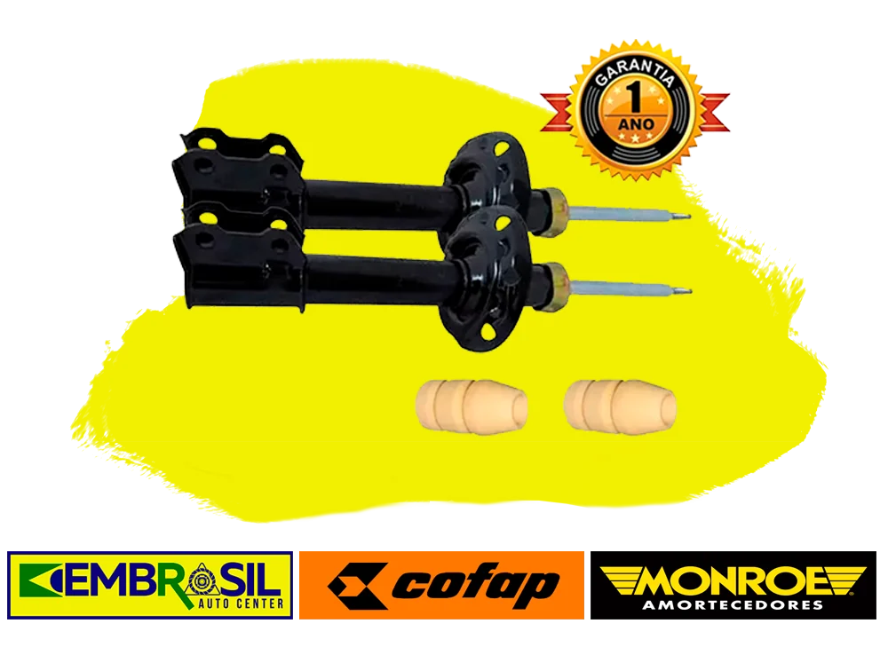 Kit com 4 amortecedores e 4 batentes das marcas Embrasil, Cofap e Monroe