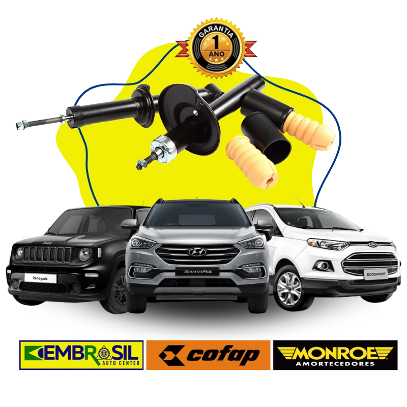 Kit de amortecedores para SUVs com selo de 1 ano de garantia e marcas Embrasil, Cofap e Monroe